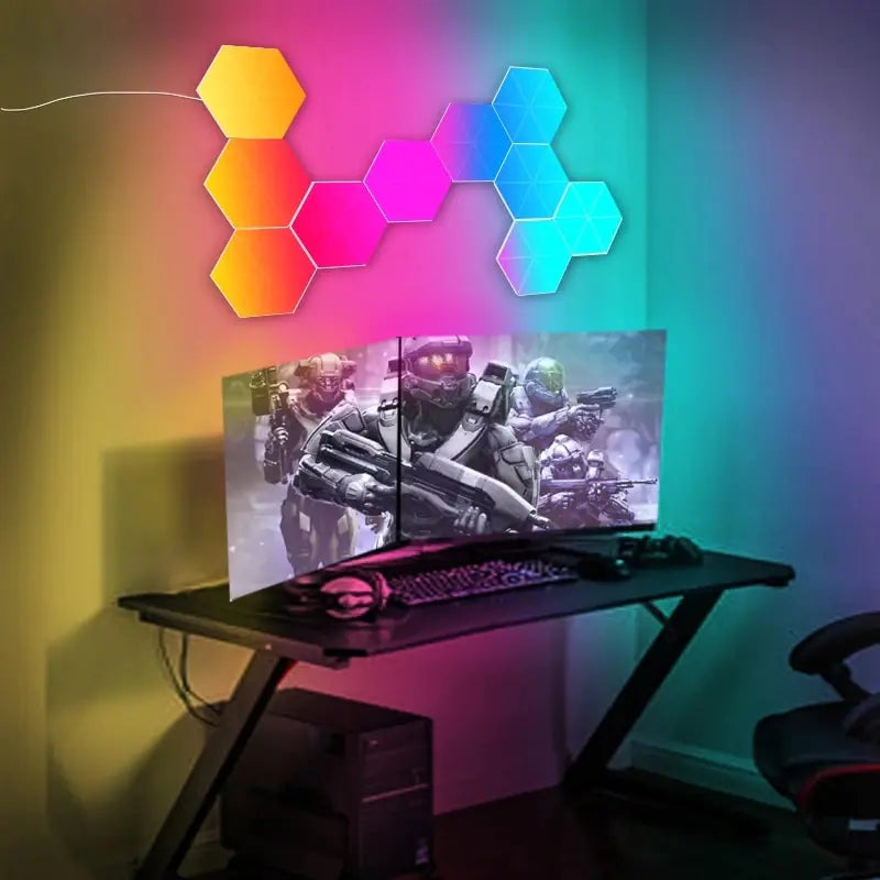 Hexagon LED Vägglampa Set - Smart Belysning